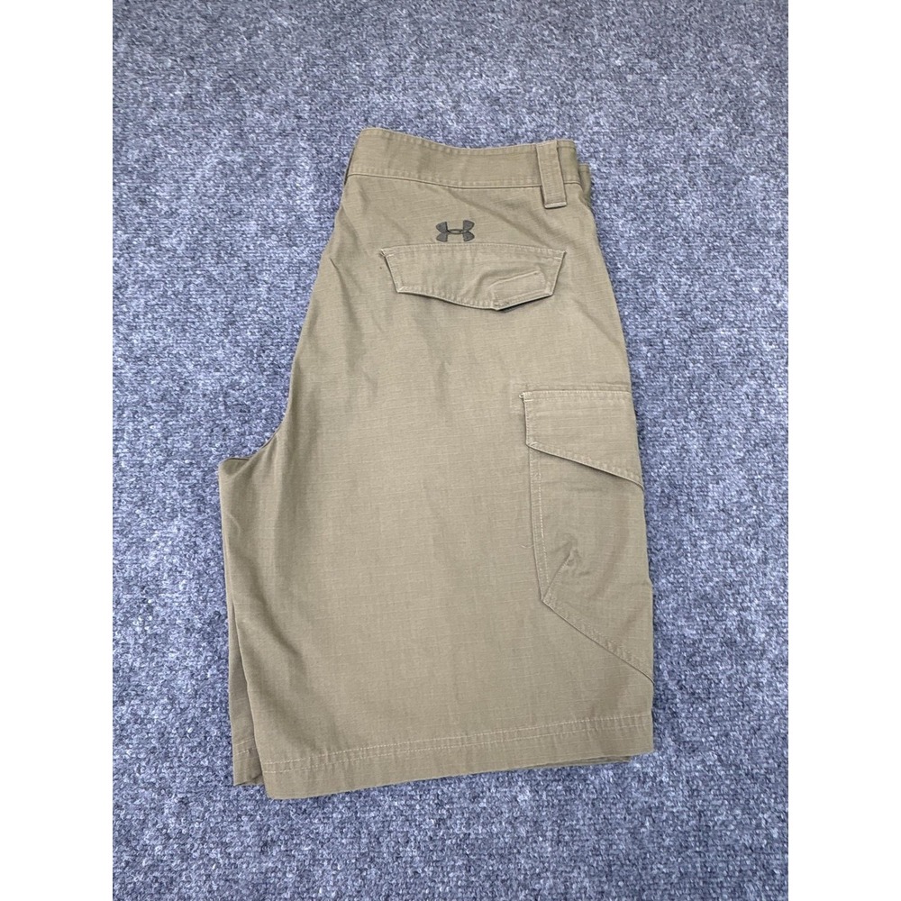 Under Armour HeatGear Cargo Shorts Mens 34 Beige Ripstop Hiking Outdoor